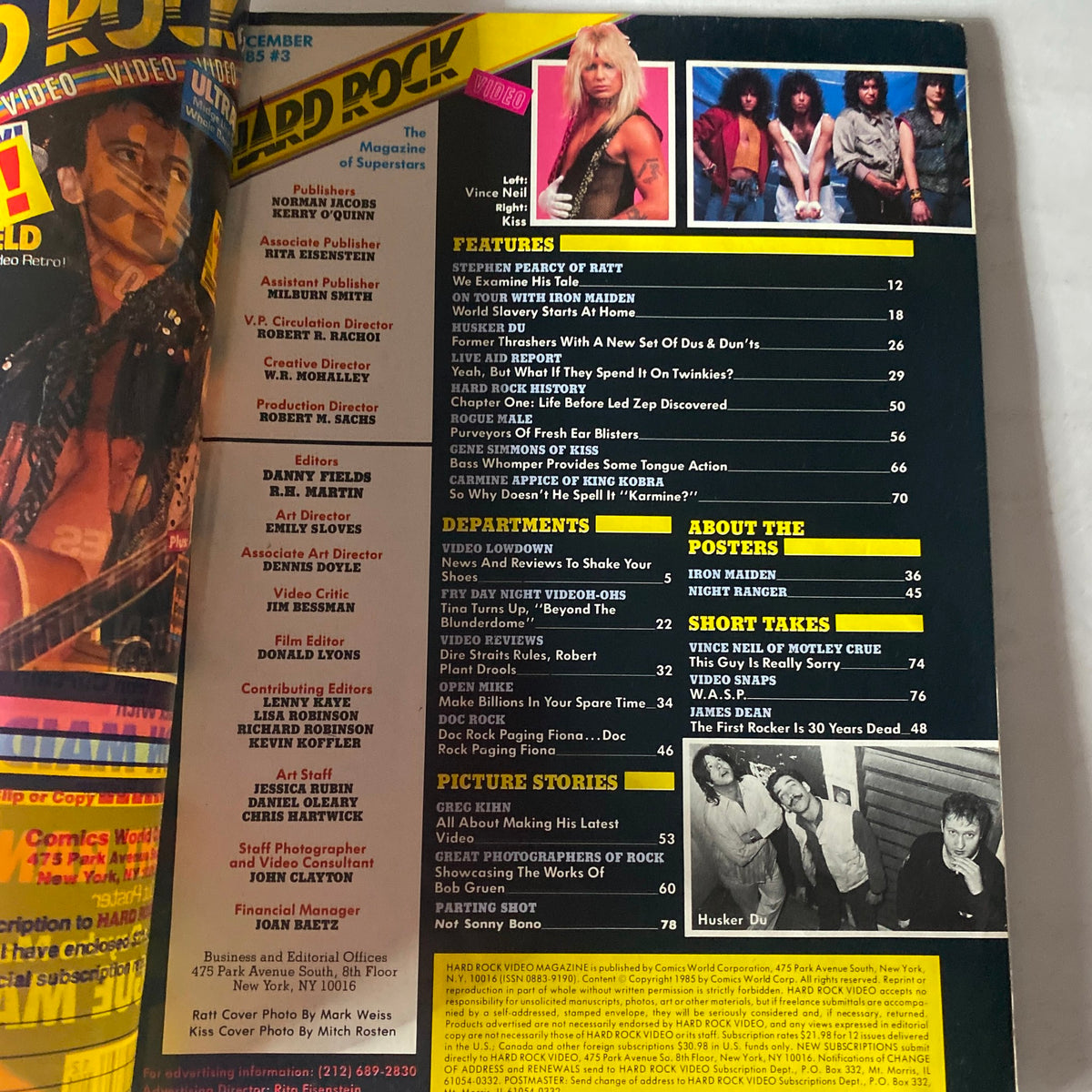 Vintage Hard Rock Magazine December 1985 Vince Neil and Kiss w Centerfold No Label