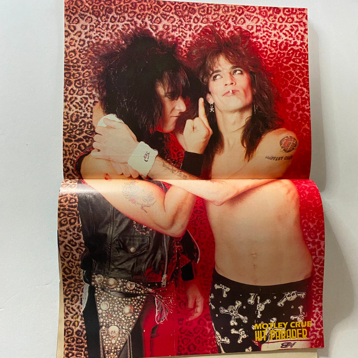 VTG Hit Parader Magazine June 1989 featuring an iconic photograph of Motley Crue with vibrant colors and rockstar fashion, perfectly capturing the glam metal era.