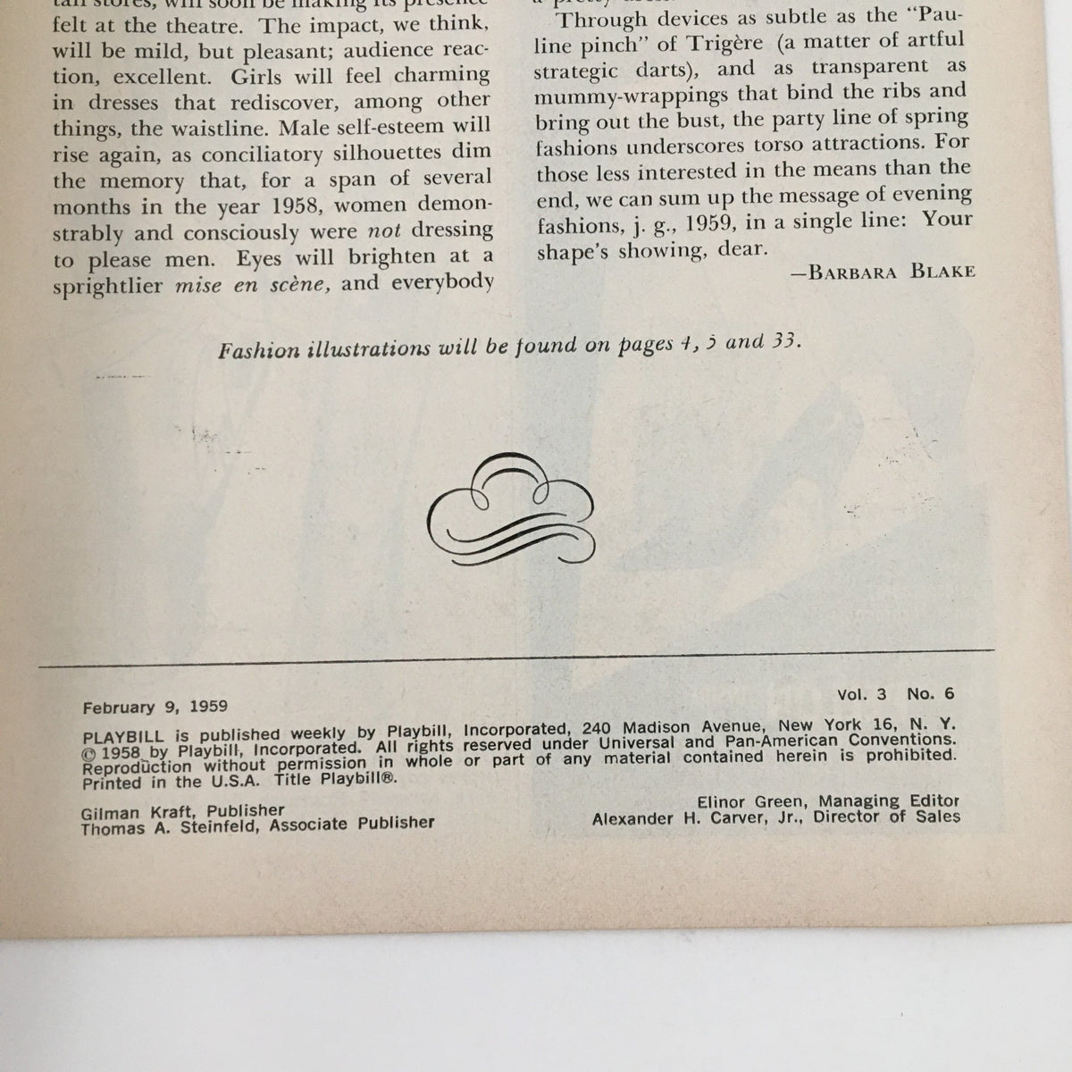 Page from the 1959 Playbill for Helen Hayes Theatre's 'A Touch of the Poet', featuring advertising and additional editorial content.