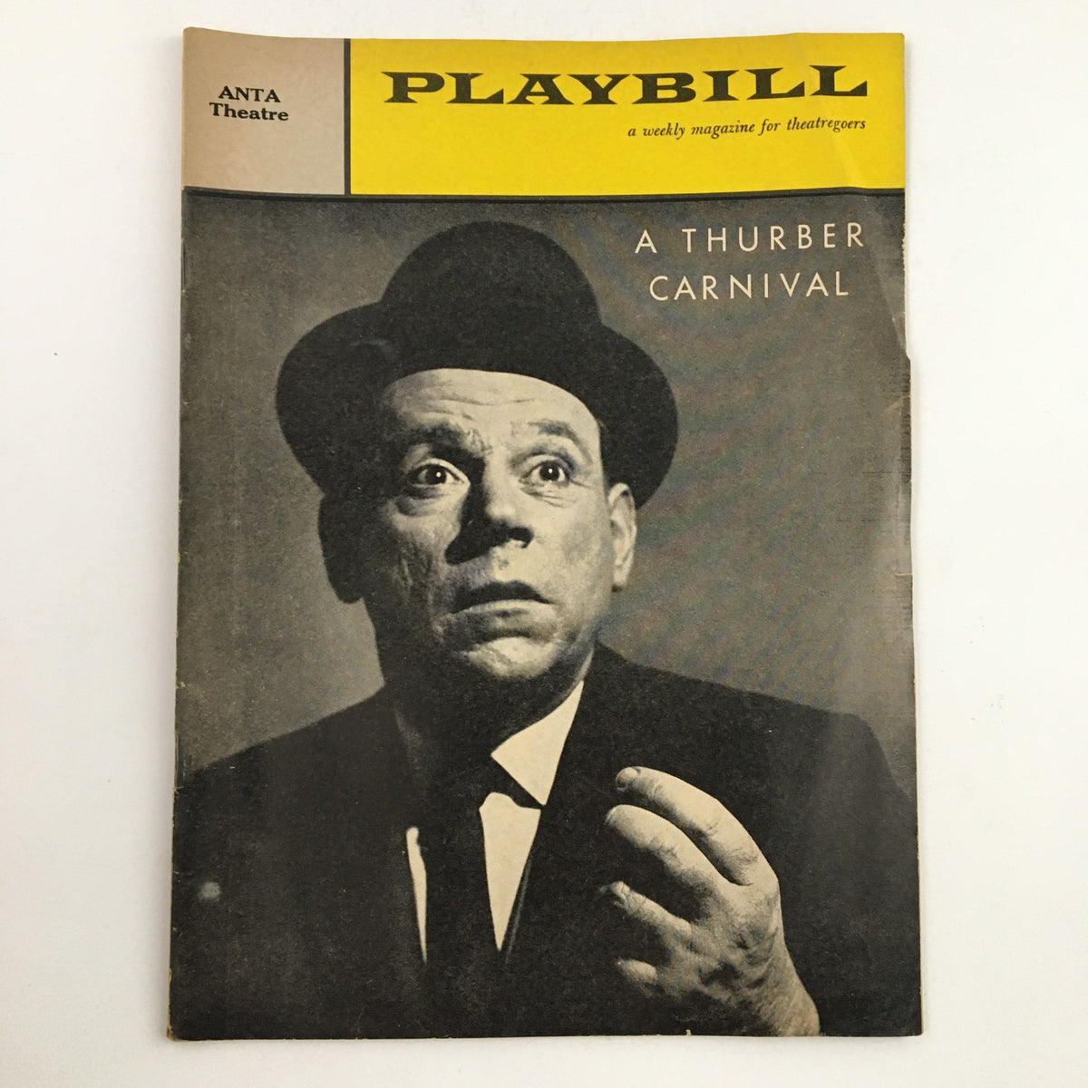 1960 Playbill Anta Theatre featuring Tom Ewell and Paul Ford in A Thurber Carnival, showcasing a vintage theatrical magazine cover.