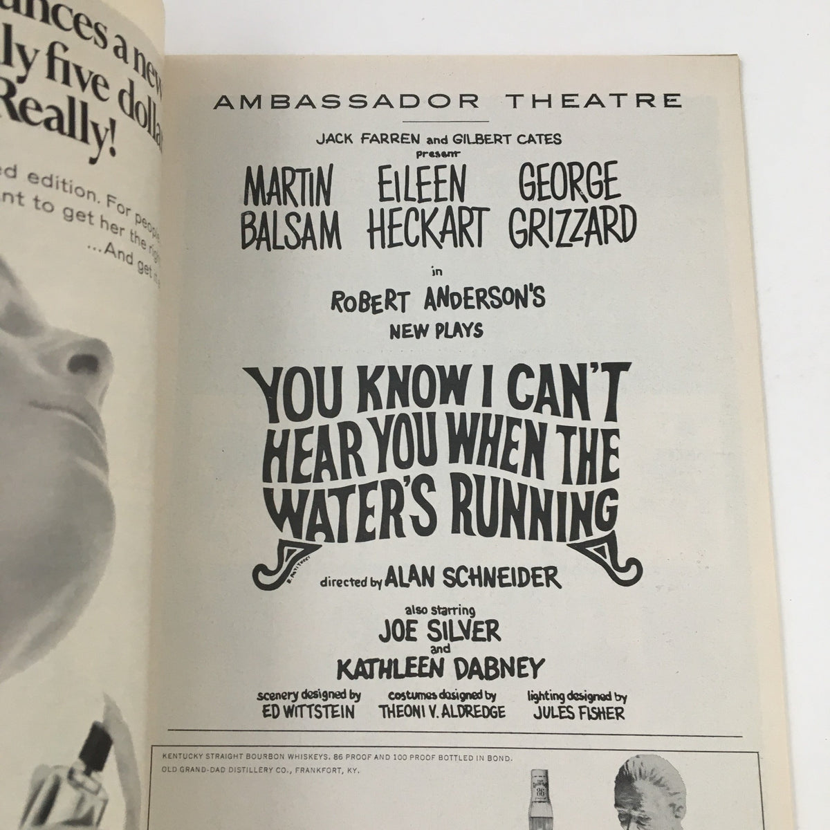 Advertisement in the 1967 Playbill from Ambassador Theatre featuring the play 'You Know I Can't Hear You When The Water's Running' with cast and production details.