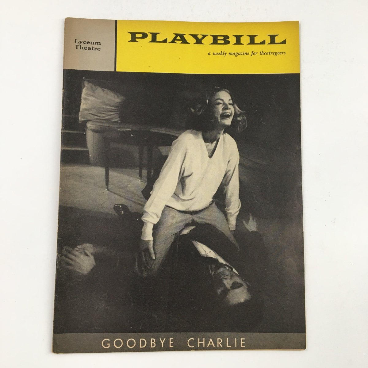 1959 Playbill Lyceum Theatre Leland Hayward Presents Goodbye Charlie A Comedy featuring a striking cover image with a dramatic scene from the play.