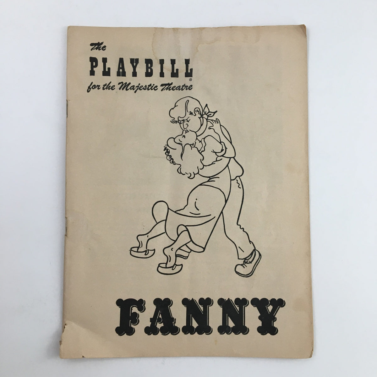 1955 Playbill for the Majestic Theatre featuring the musical play Fanny, with a cover illustration of a couple dancing.