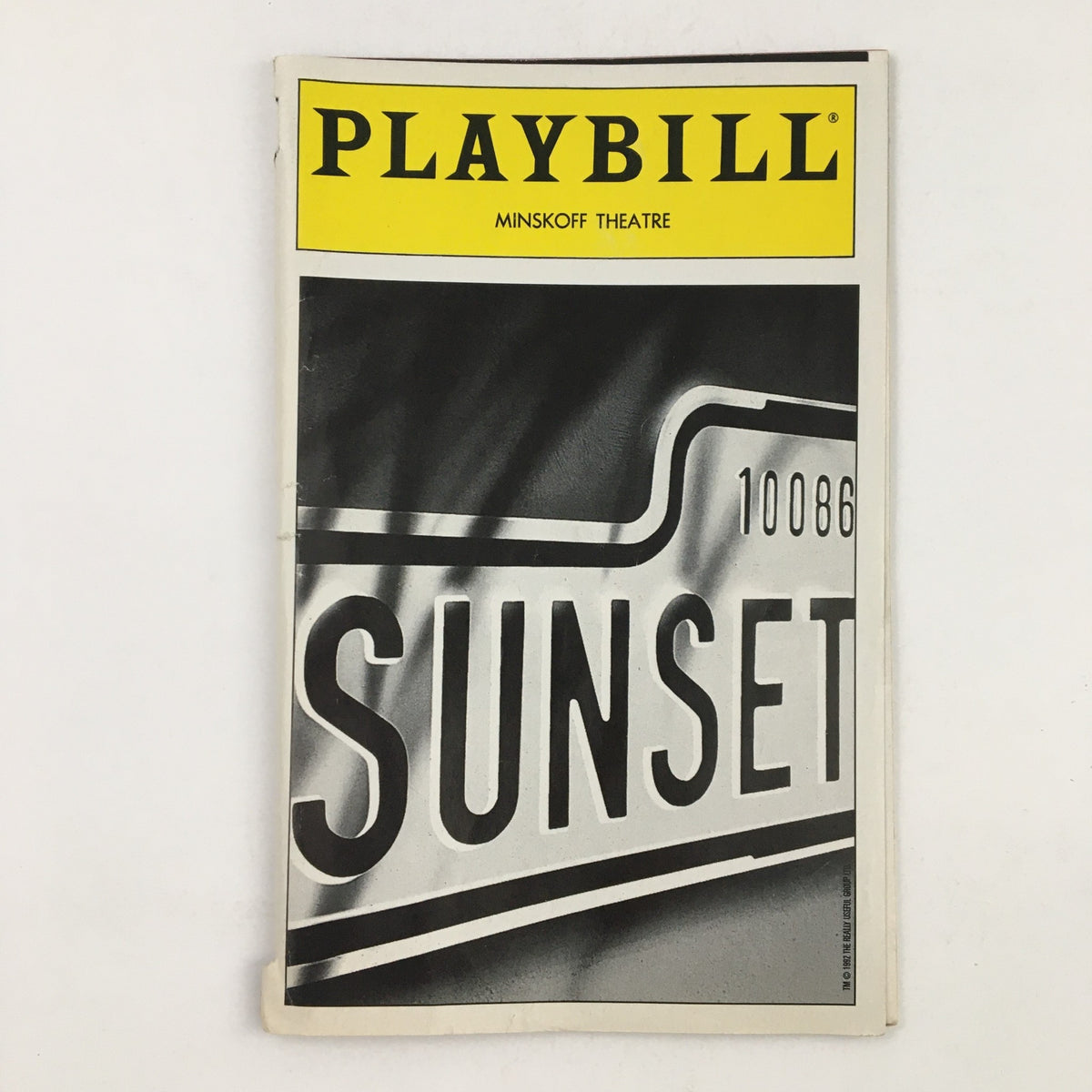 1996 Playbill from Minskoff Theatre featuring 10086 Sunset Boulevard, showcasing the iconic title design.