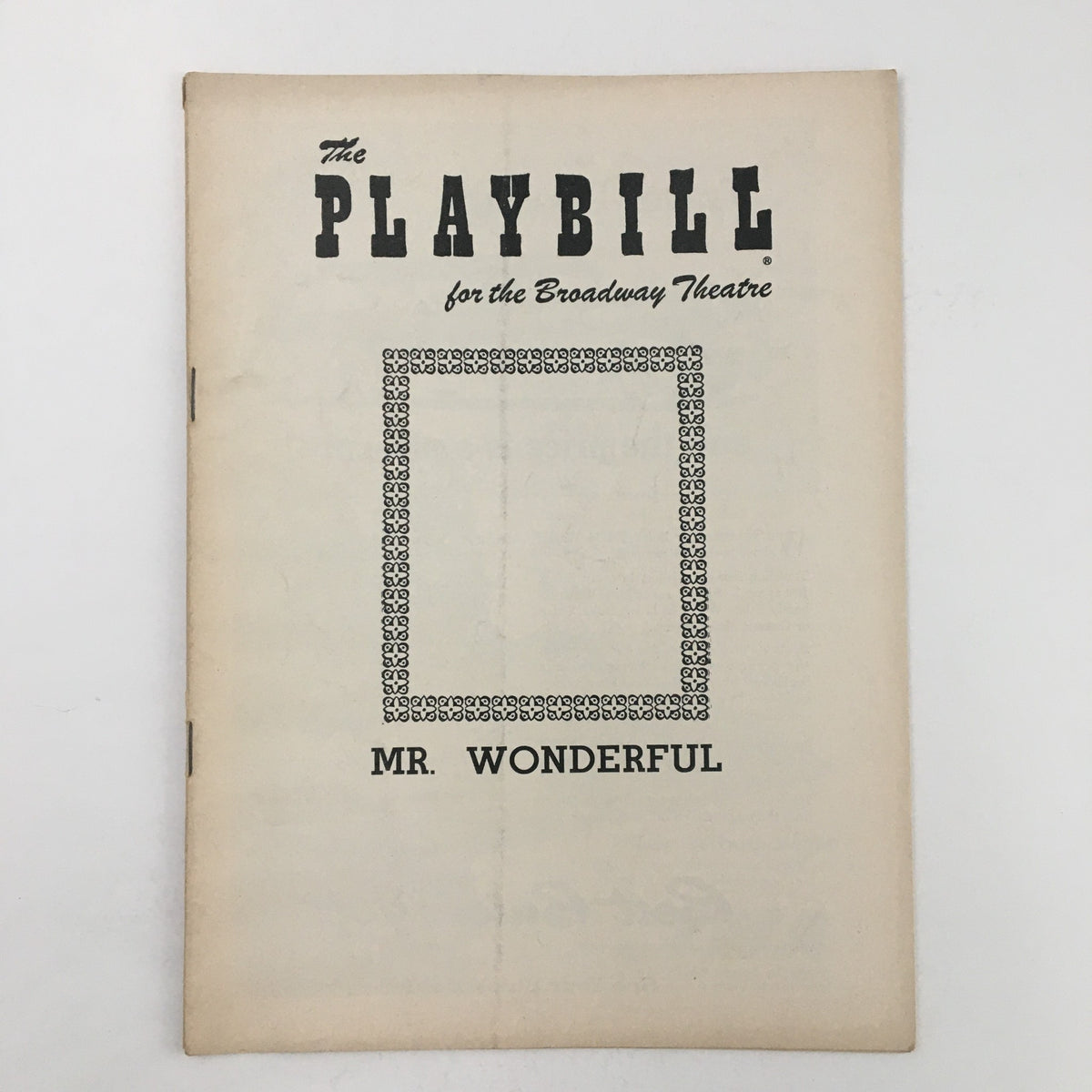 Cover of the 1956 Playbill for the Broadway Theatre presenting Mr. Wonderful, featuring a vintage design.