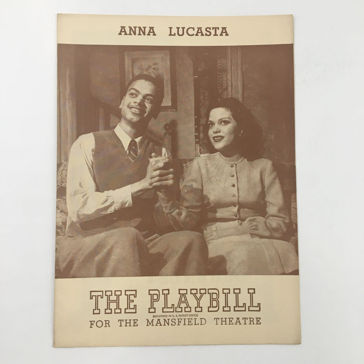 1945 Playbill for Mansfield Theatre featuring 'Anna Lucasta' by P. Yordan, showcasing actors on the cover.