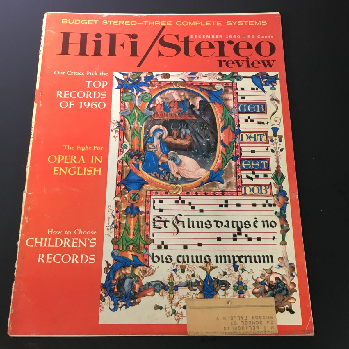 Vintage HiFi Stereo Review Magazine December 1960 cover featuring colorful artwork on opera in English and top records of 1960.