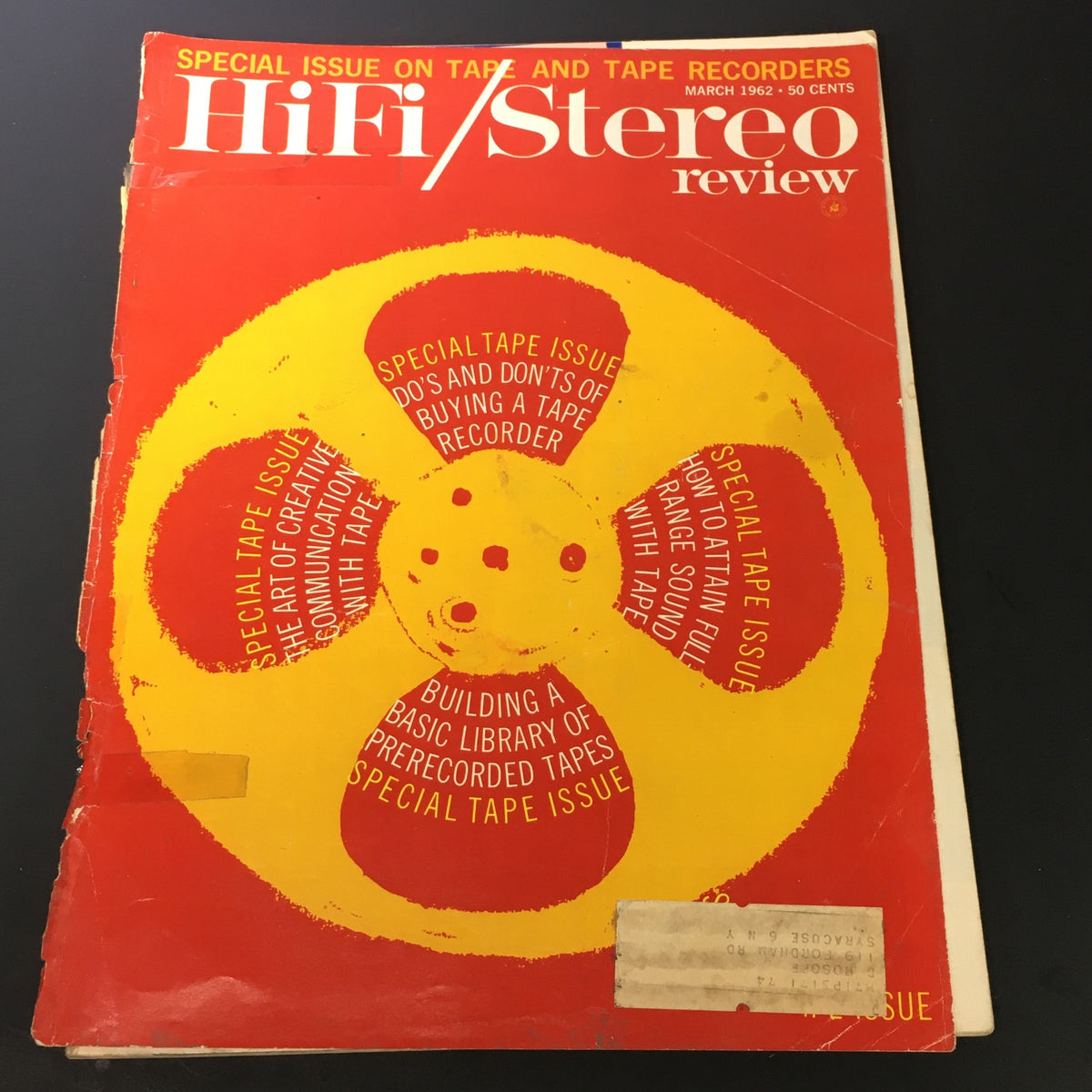 Vintage HiFi Stereo Review Magazine March 1962 featuring a colorful tape reel design, highlighting the do's and don'ts of buying a tape recorder.