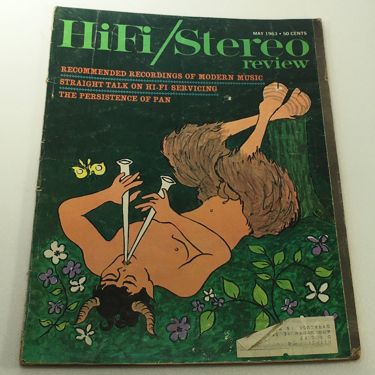 Cover of VTG HiFi Stereo Review Magazine May 1963 featuring illustrations and text about recommended recordings of modern music.
