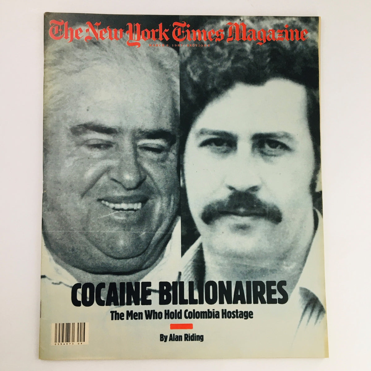 Cover of The New York Times Magazine, March 8, 1987, featuring 'Cocaine Billionaires' by Alan Riding