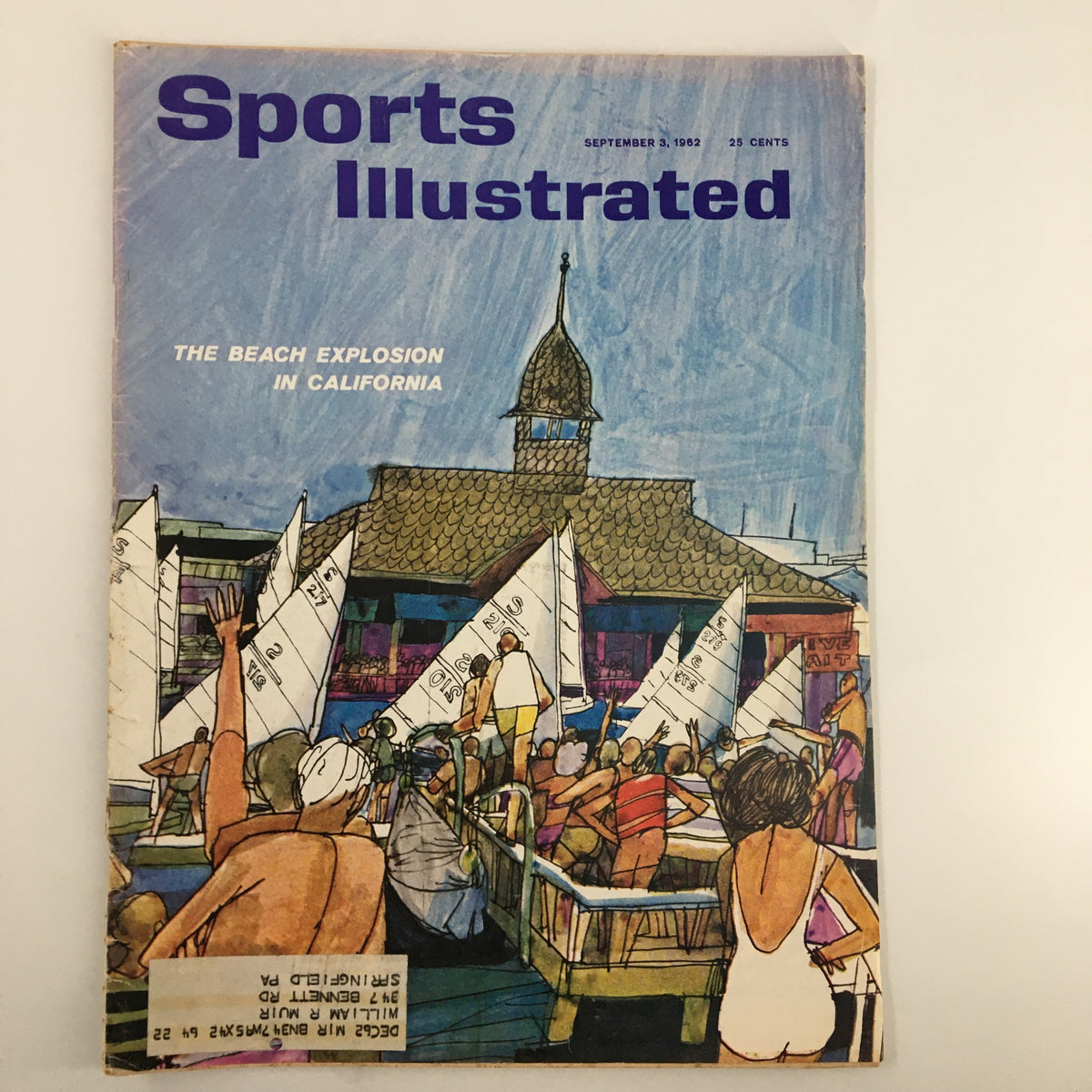 Vintage Sports Illustrated magazine cover from September 3, 1962, showcasing 'The Beach Explosion in California' with a vibrant beach scene.