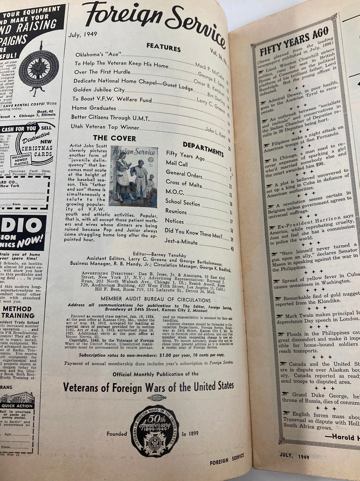 Vintage Foreign Service Magazine July 1949 Vol 36 #11 Juvenile Delinquency