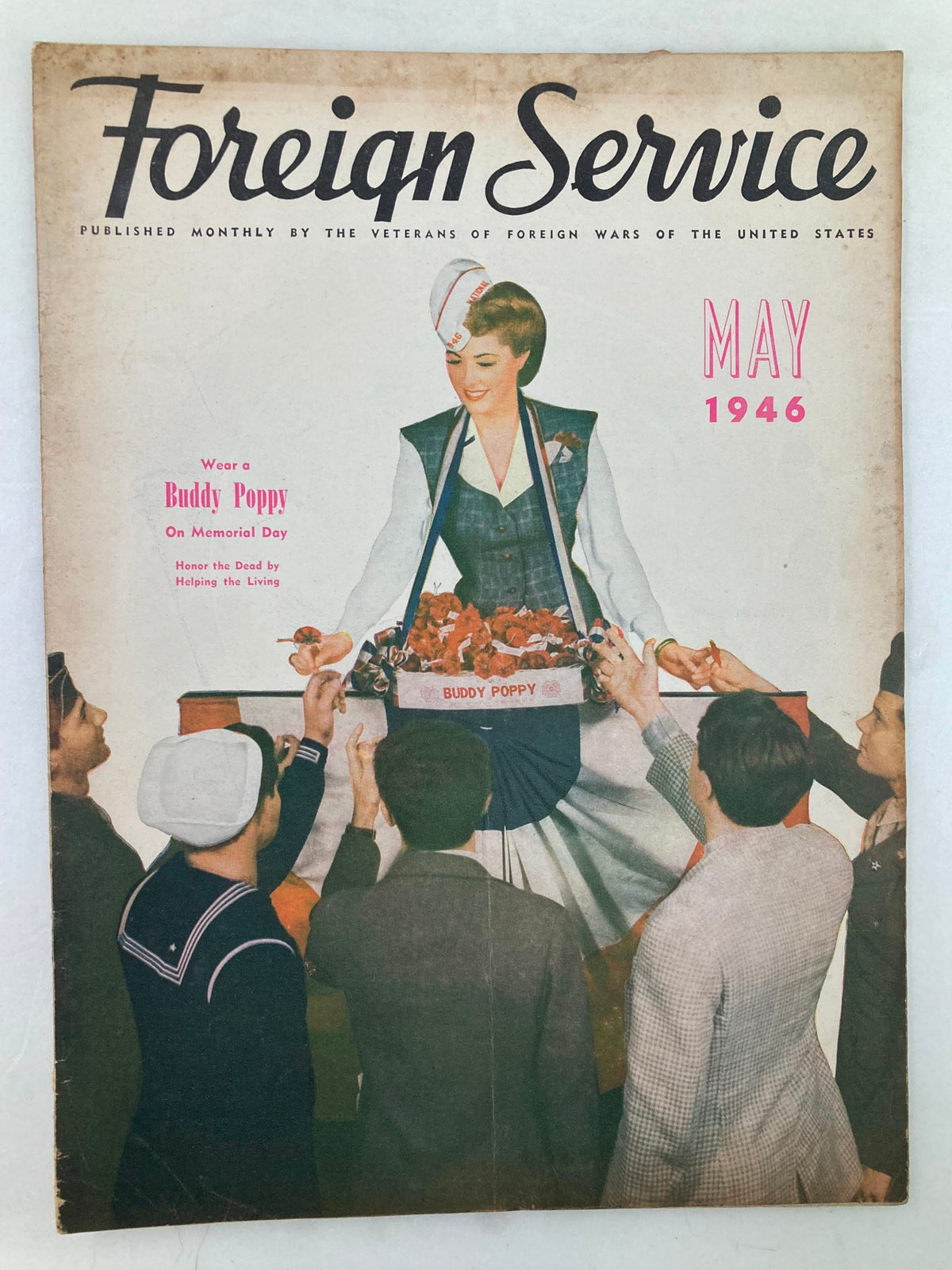 Cover of VTG Foreign Service Magazine, May 1946, Volume 33, Issue 9, featuring a woman promoting Buddy Poppy for Memorial Day.