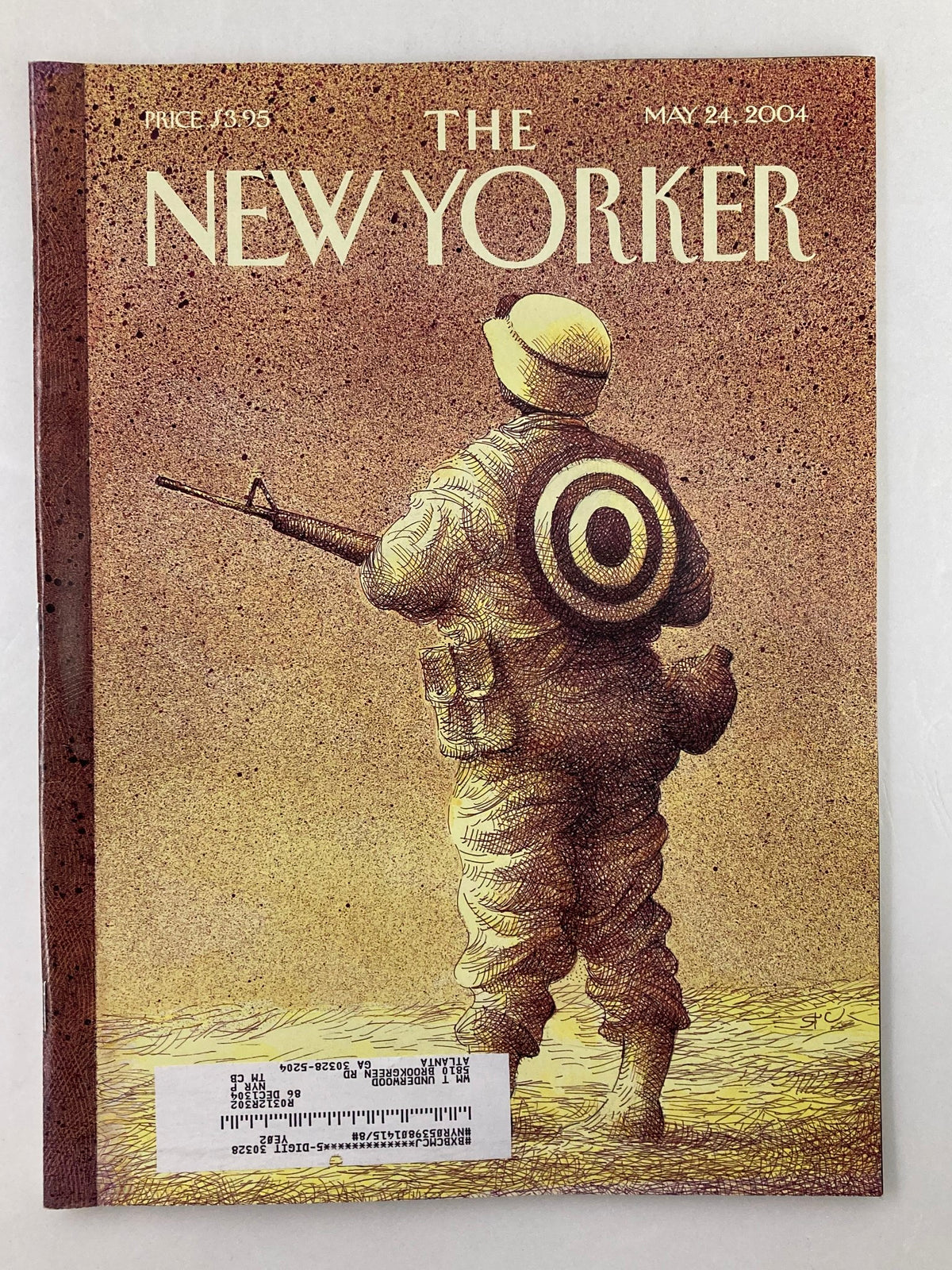 Cover of The New Yorker Full Magazine May 24 2004 featuring the artwork 'Army of One' by Raul Colon, depicting a soldier with a target emblem.