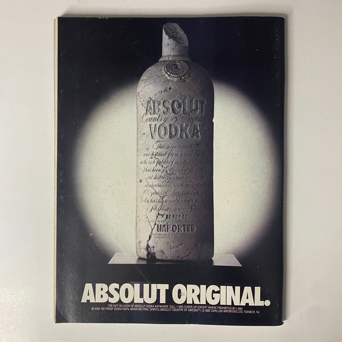 Back cover of Forbes Magazine October 3, 1988 displaying an advertisement for Absolut Vodka with artistic photography.