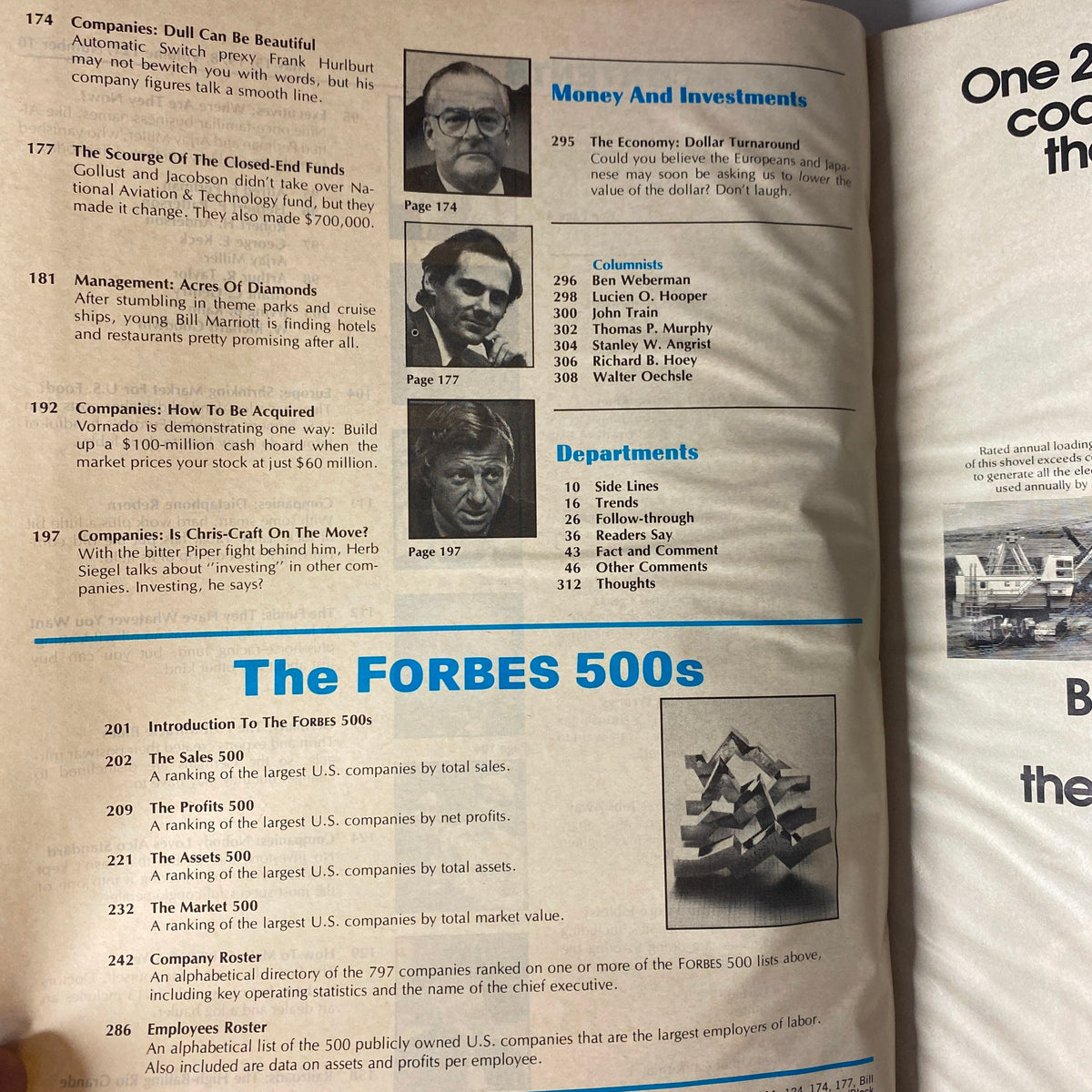 Interior pages of Forbes Magazine May 15, 1978 showcasing articles related to companies, investments, and the Forbes 500 directory, highlighting important business themes from the late 1970s.
