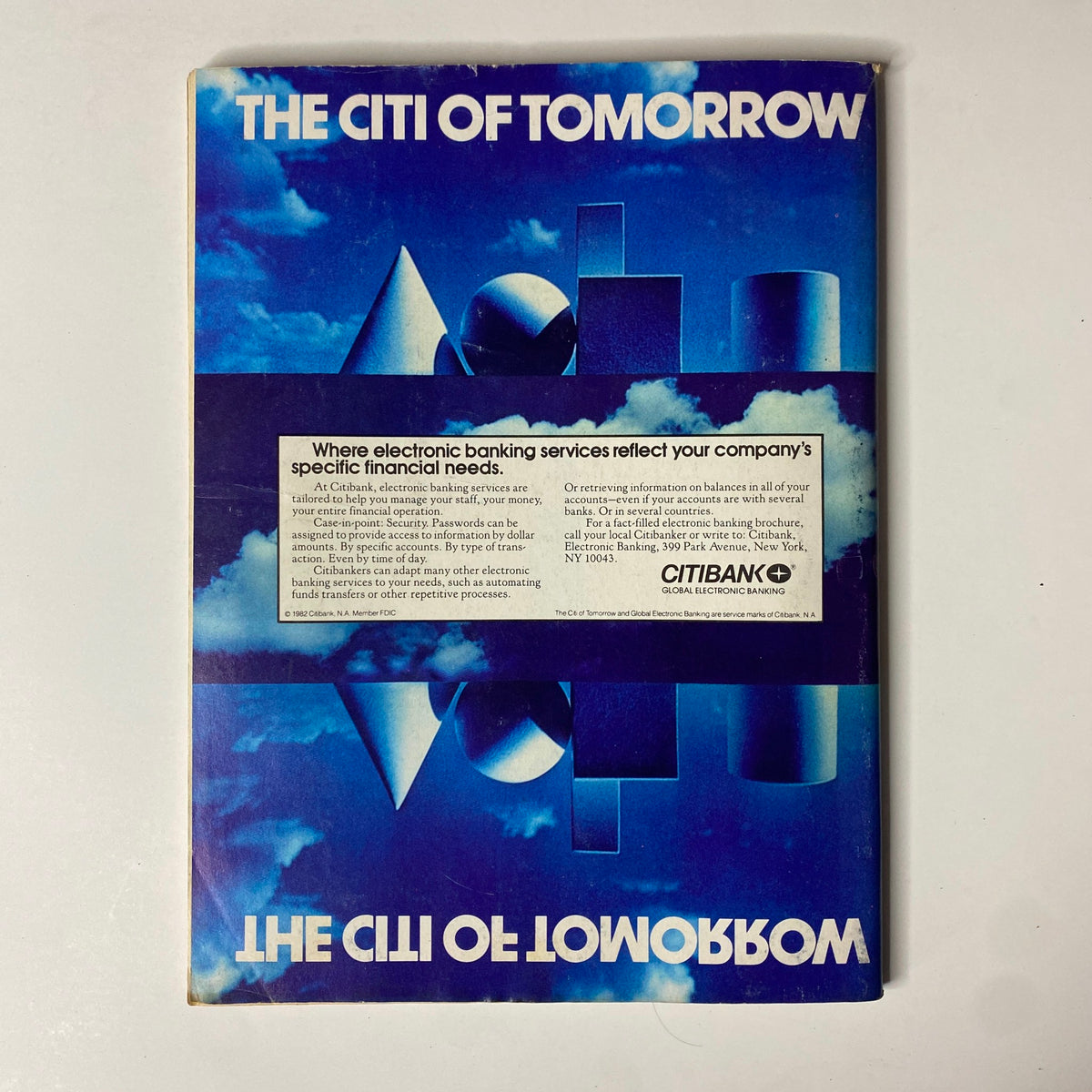 Back cover of Forbes Magazine December 6, 1982 showcasing an advertisement for Citibank's electronic banking services with a modern design.