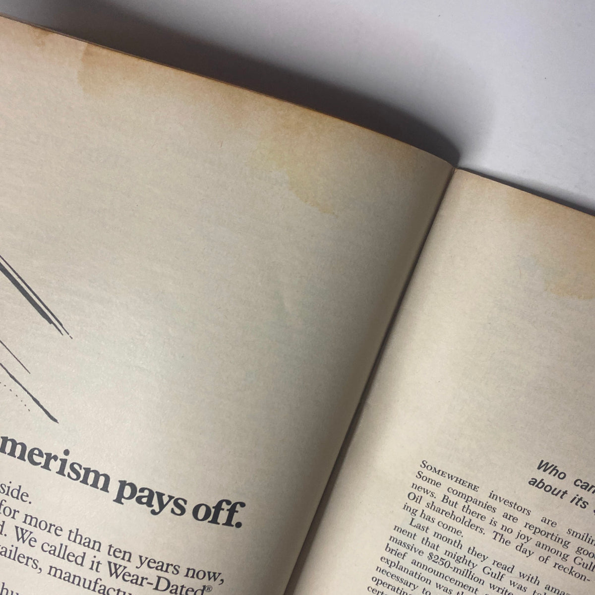 Detail from a page in the November 1, 1972 Forbes Magazine highlighting an article on consumerism. The page includes illustrations and text discussing garment industry developments.