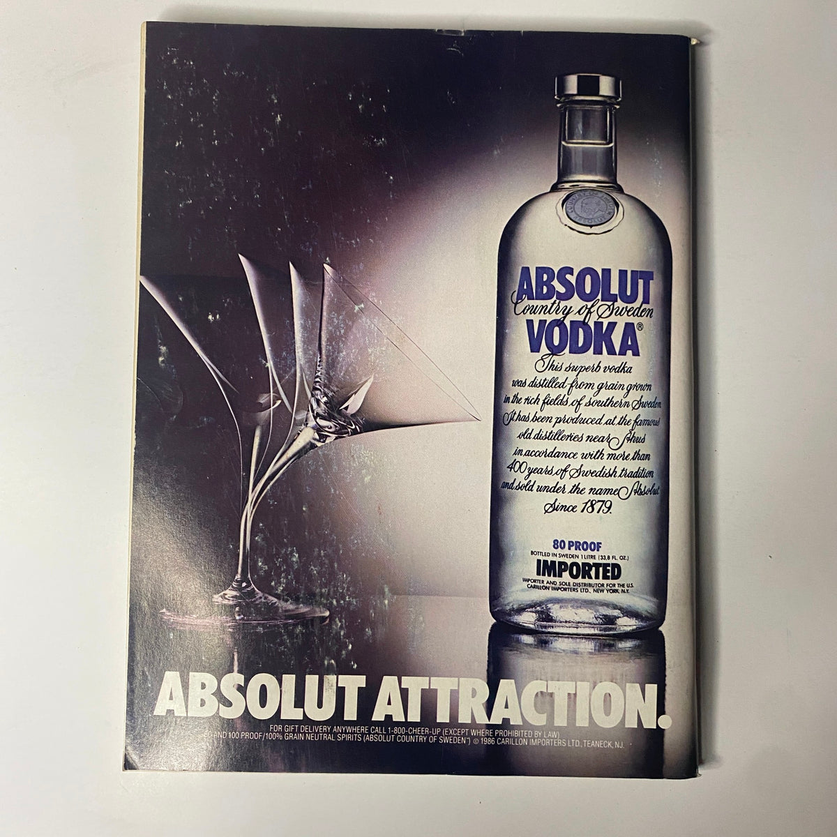 Cover page of a vintage advertisement for Absolut Vodka from Forbes Magazine September 7, 1987, highlighting the product with a stylish presentation.