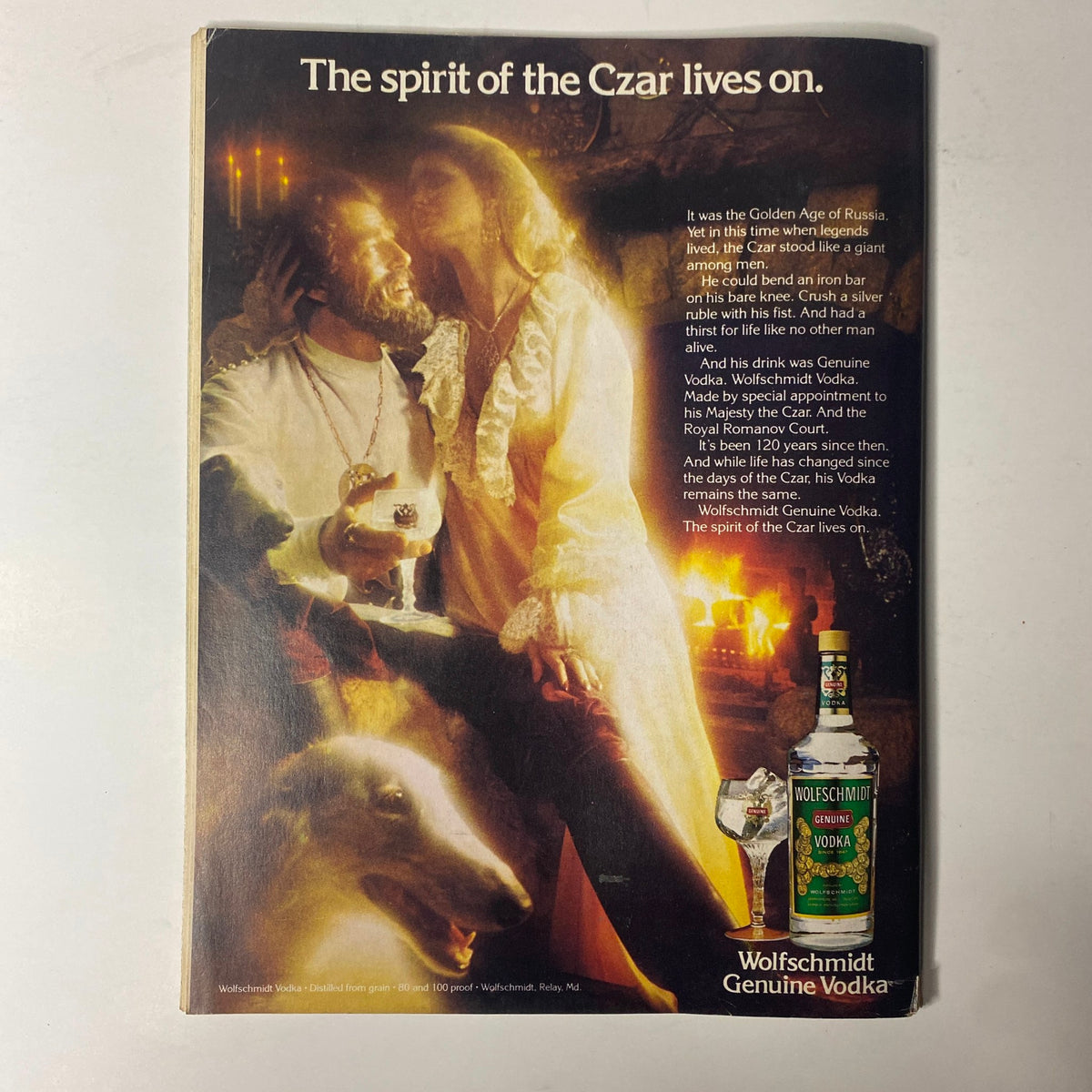 Back cover of Forbes Magazine August 7, 1978 illustrating a vintage advertisement for Wolfschmidt Genuine Vodka, emphasizing the luxury lifestyle.