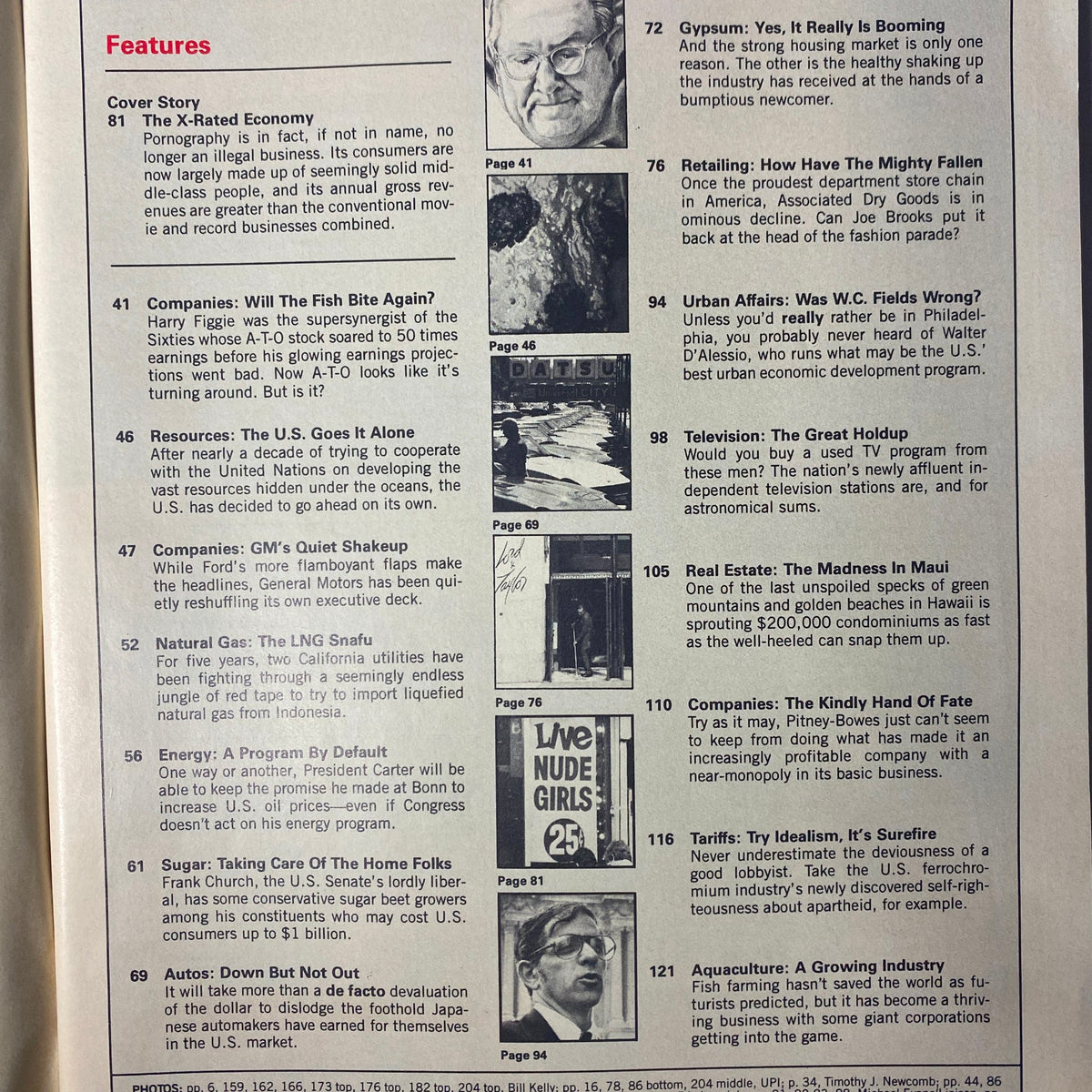 Interior page of Forbes Magazine, September 18, 1978, highlighting features including 'The X-Rated Economy' and other articles discussing business trends and economic issues.