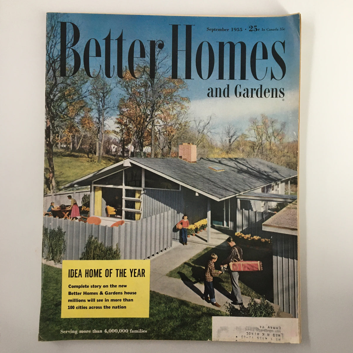 Cover of VTG Better Homes & Gardens Magazine September 1955 showcasing the Idea Home of the Year, highlighting mid-century architectural design.