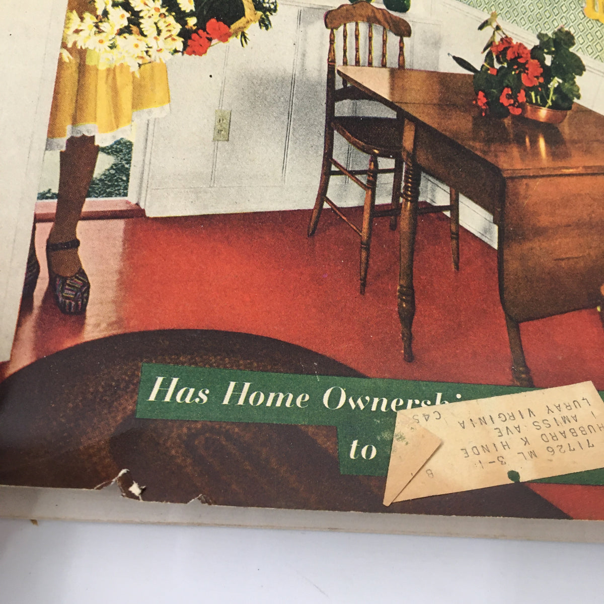 Close-up of a section from the cover of VTG The American Home Magazine January 1947 highlighting the question about home ownership.