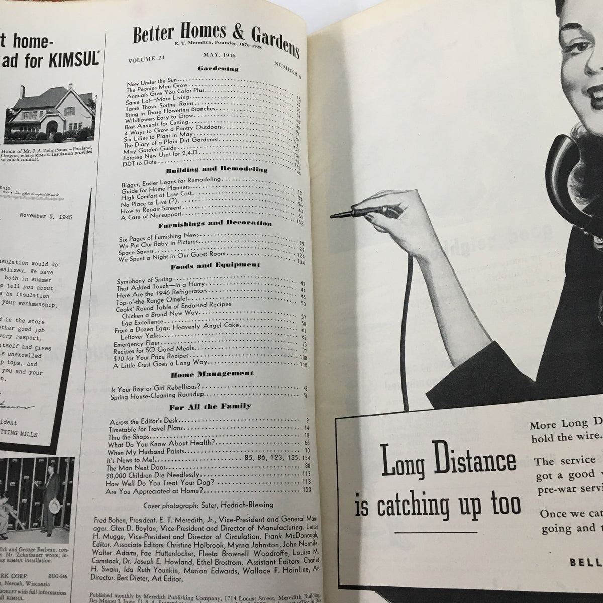 Interior page of the VTG Better Homes & Gardens Magazine May 1946, featuring a content layout and articles on home management and decoration.
