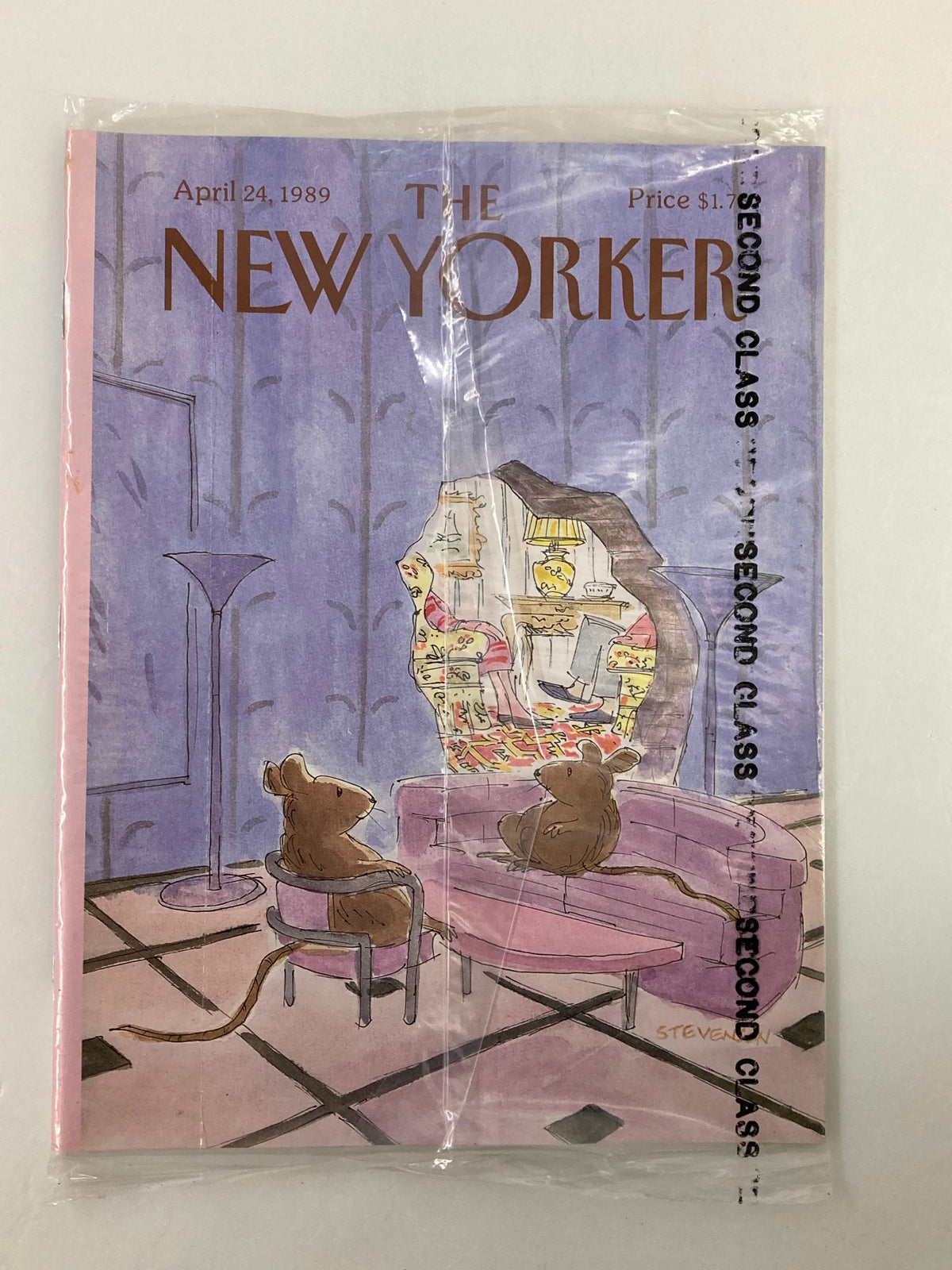 The New Yorker, April 24, 1989: Full magazine featuring 'Mouse' by Stevenson on the cover, VG sealed