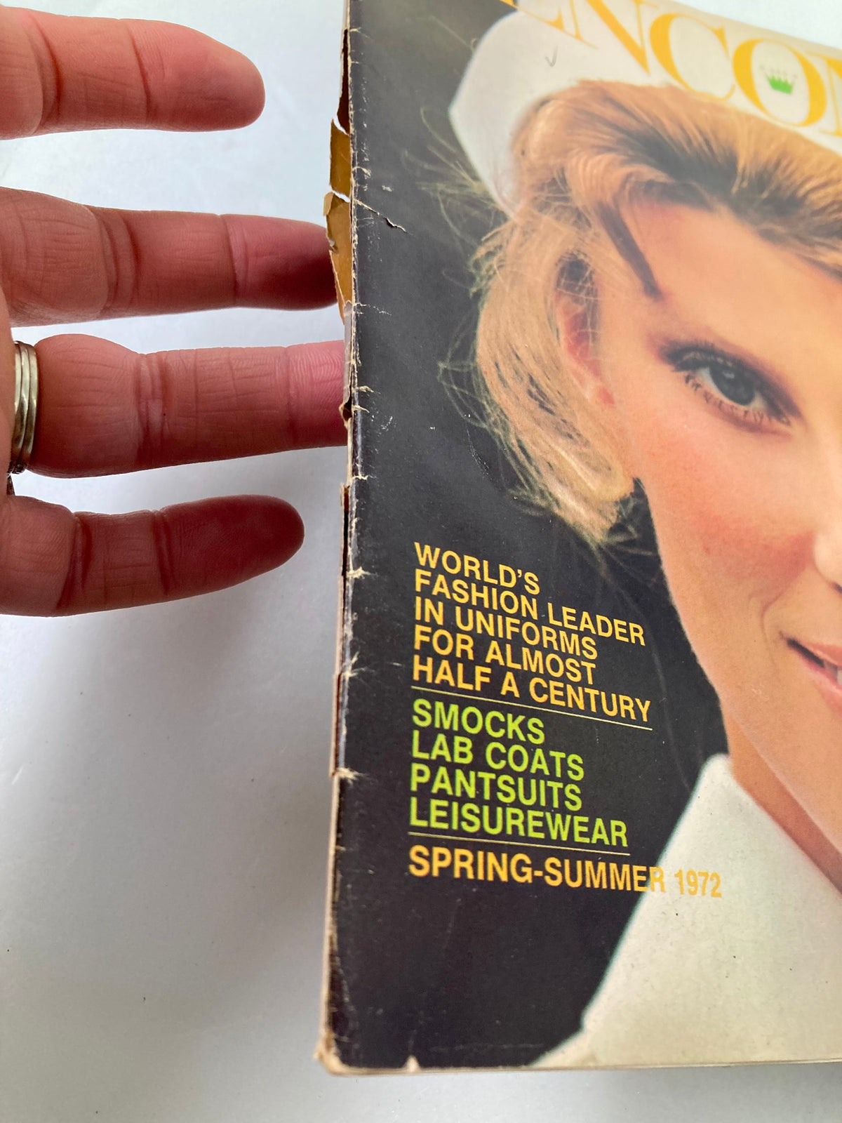 Side view of the VTG Bencone Spring - Summer 1972 Catalog cover highlighting the vintage catalog's wear, showcasing its authentic character.