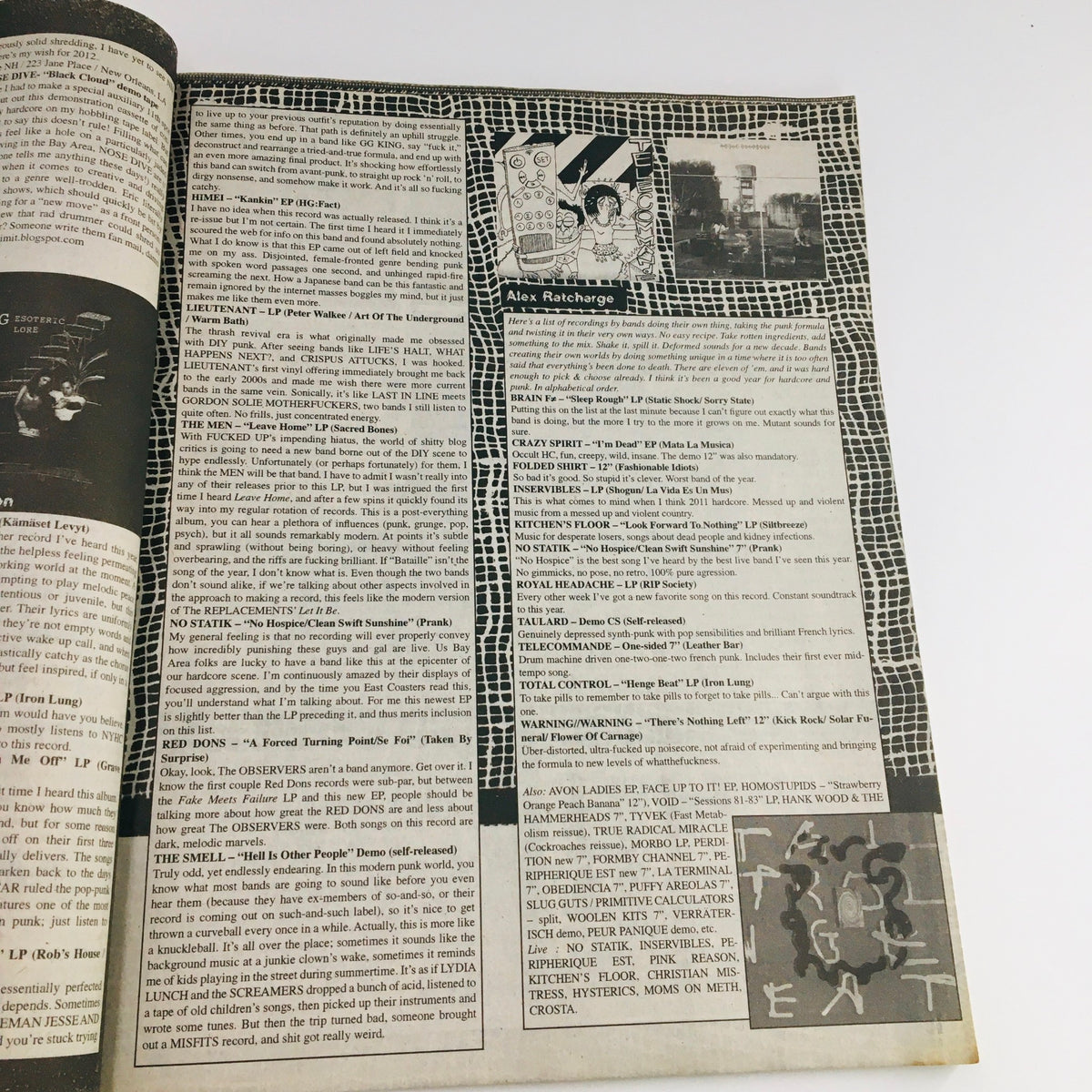 Inside page of Maximum RocknRoll Magazine February 2012 #345 displaying punk music reviews and scene reports.