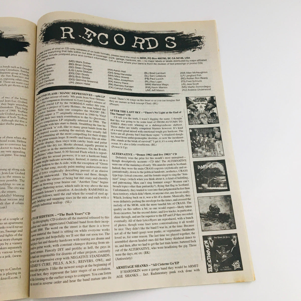 Inside page of Maximum RocknRoll Magazine February 2012 #345 listing record reviews and music recommendations.