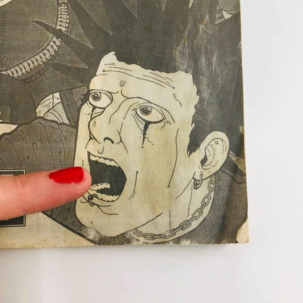 Cover detail from Maximum RocknRoll Magazine January 2004 #248 highlighting an expressive punk character with a distressed look.