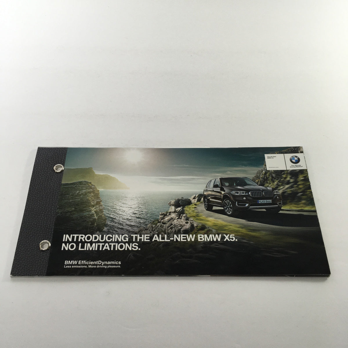 Cover of the 2014 BMW X-5 Dealership Car Auto Brochure Catalog featuring a scenic view with the new BMW X5 showcased.