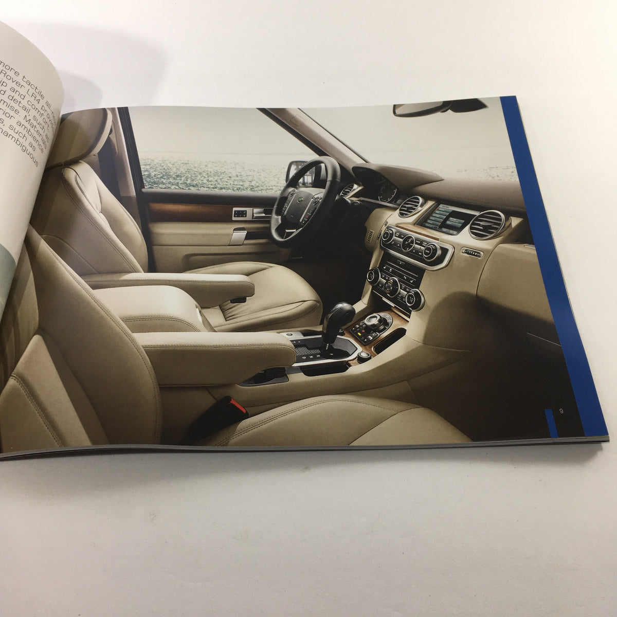 Interior view of the 2010 Land Rover LR-4, showcasing its luxurious seating and dashboard layout from the auto brochure.