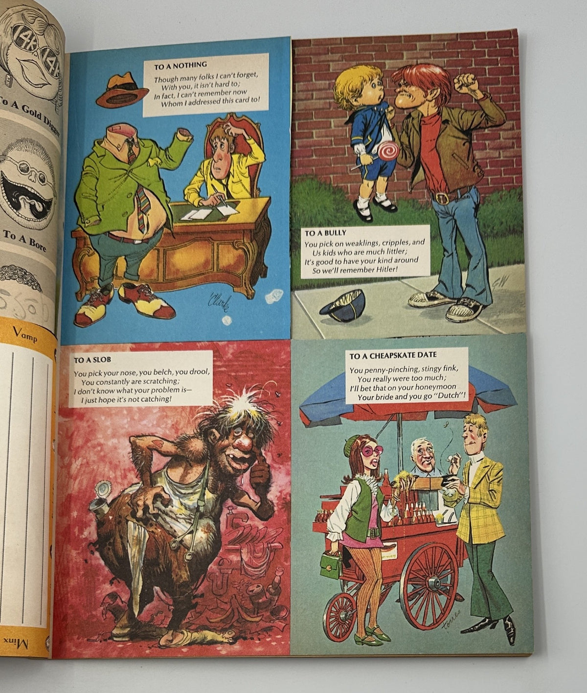 Another set of illustrated pages from MAD Magazine Follies No. 7, presenting more witty messages aimed at different personality traits, showcasing the magazine's comedic artwork and writing style.