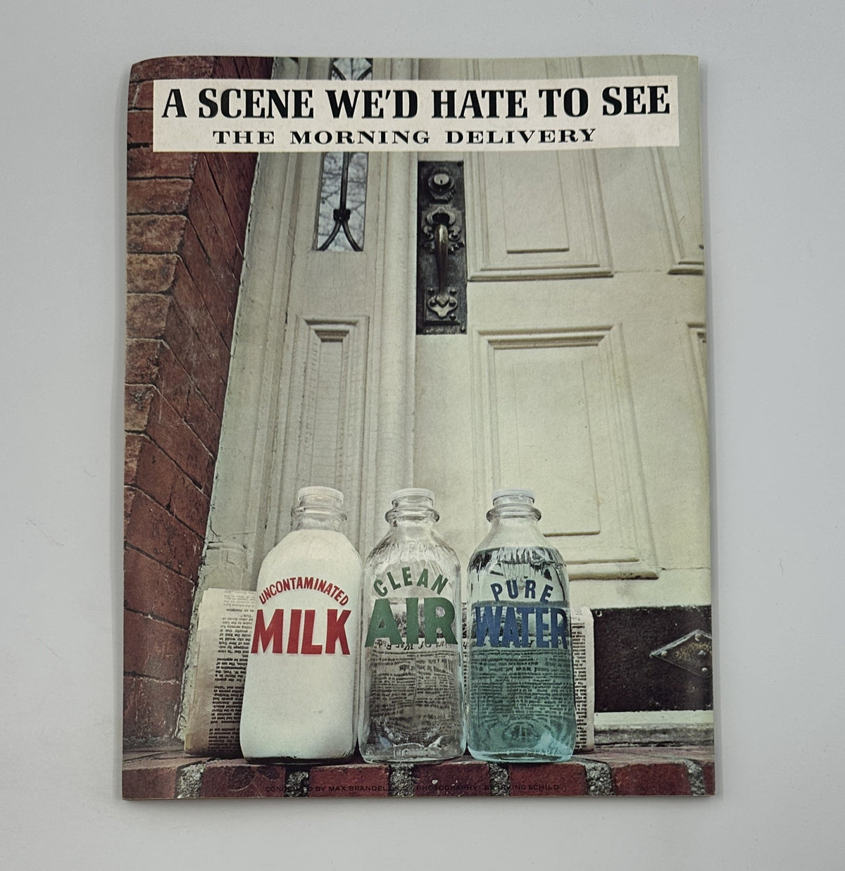 Cover of a humorous insert seen in MAD Magazine Super Special No. 17, titled 'A SCENE WE'D HATE TO SEE' showcasing empty milk and water bottles.