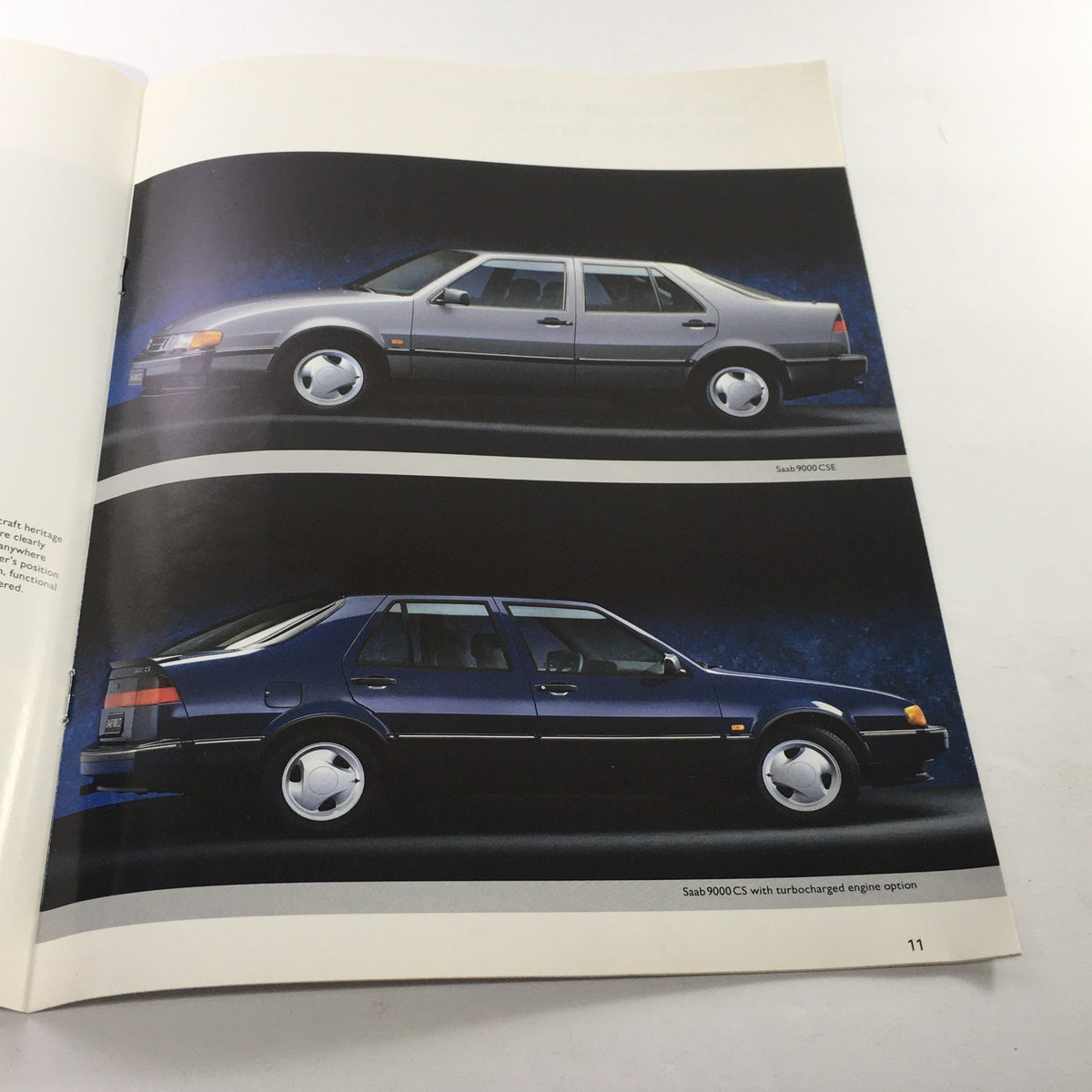 Illustration of Saab 9000 CSE and Saab 9000 CS vehicles in the 1993 Saab 900 Turbo Series Dealership Car Auto Brochure.