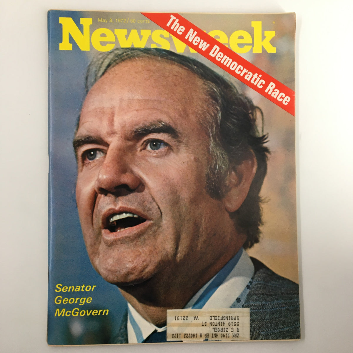 VTG Newsweek Magazine May 8 1972 featuring Senator George McGovern on the cover highlighting 'The New Democratic Race'.