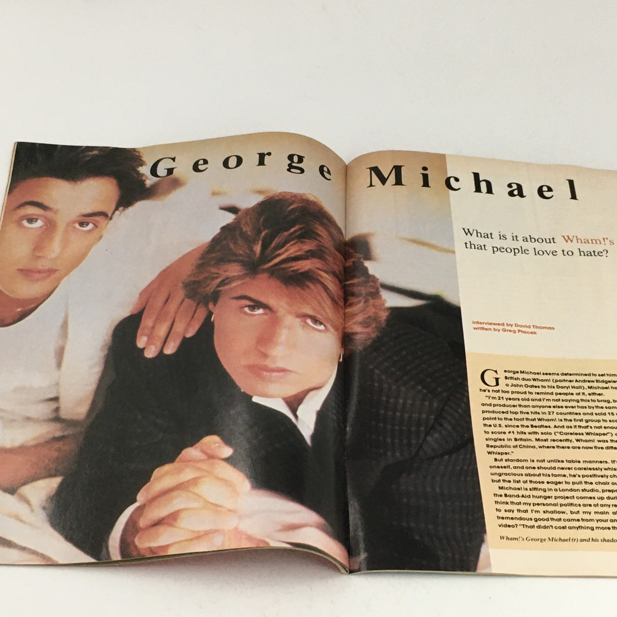 Feature on George Michael in Rock Magazine June 1985, highlighting his rise to fame with Wham! and an interview.