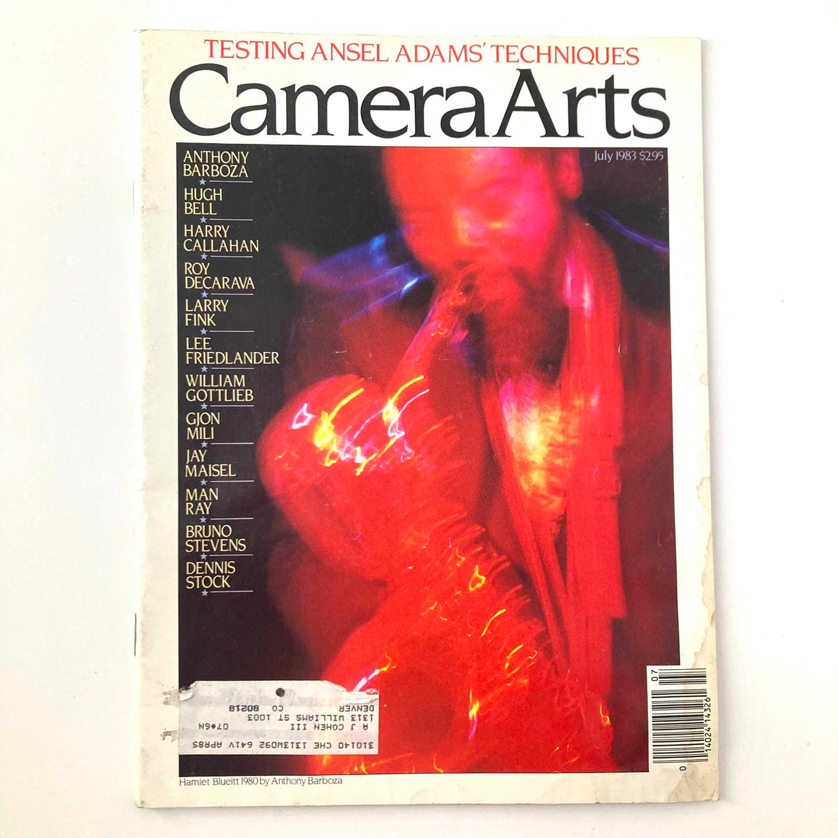 Vintage Camera Arts Magazine cover from July 1983 featuring a bold design and the title 'VTG Camera Arts Magazine July 1983 Hamiet Blueitt 1980 by Anthony Barboza'. The cover includes names of notable photographers and highlights features of the magazine.