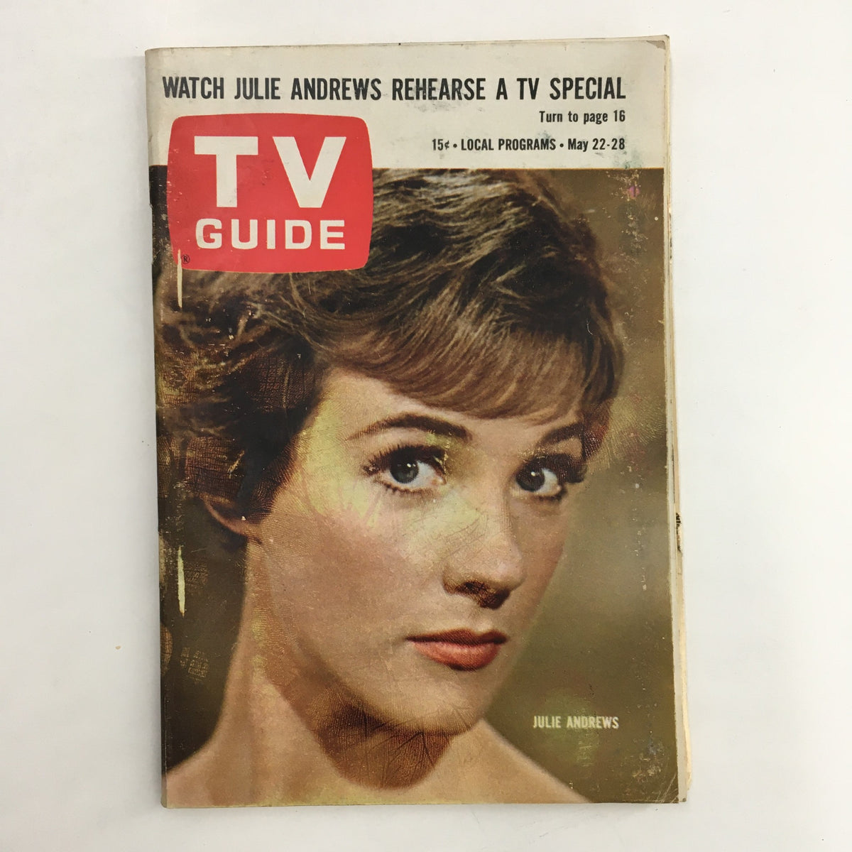 Cover of TV Guide Magazine from May 22, 1965 featuring Julie Andrews, photographed by Ivan Nagy. The cover highlights a promotional message about a TV special featuring Andrews.