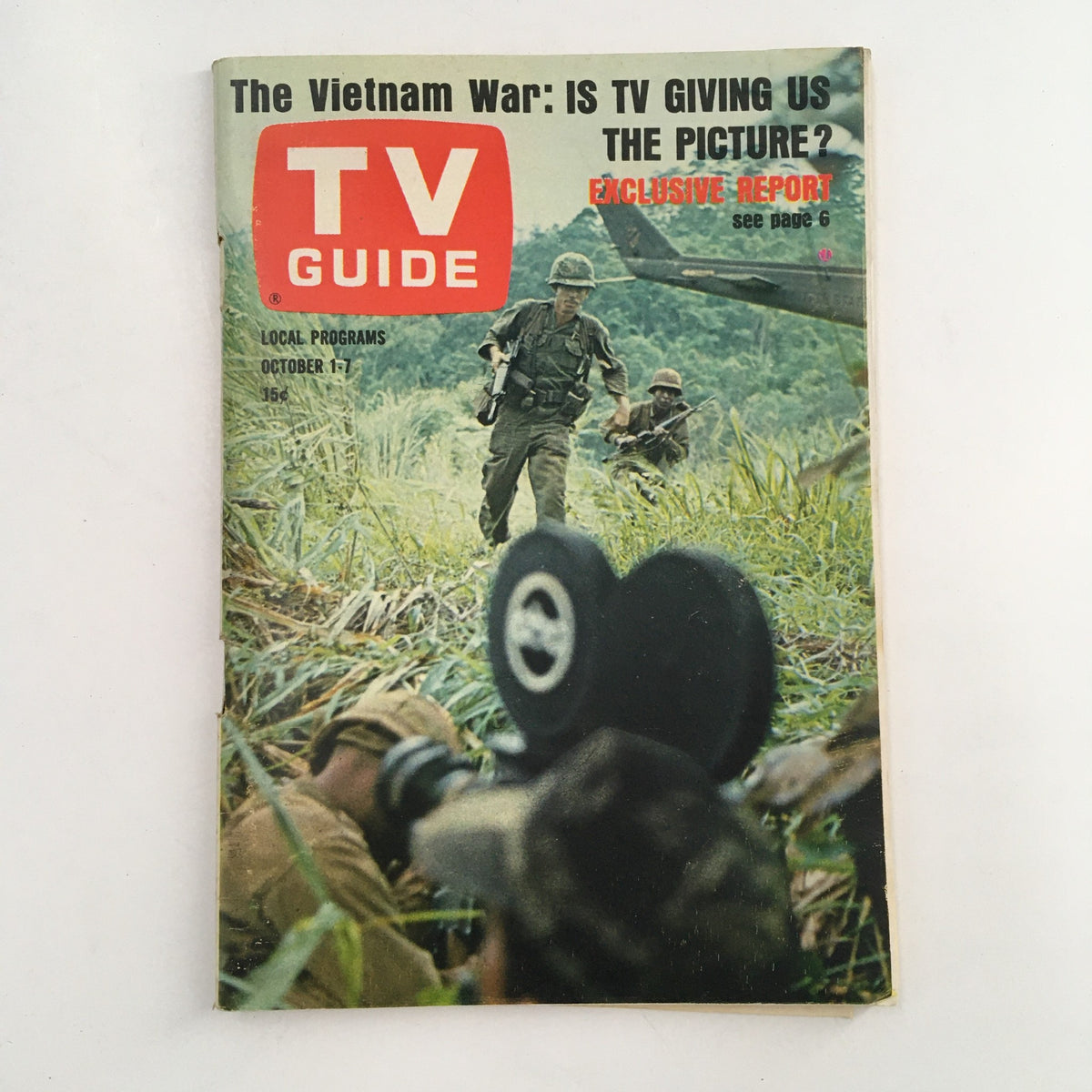 TV Guide October 1 1966 featuring a cover story on 'The Vietnam War: Is TV Giving Us the Picture?' with soldiers in the field.