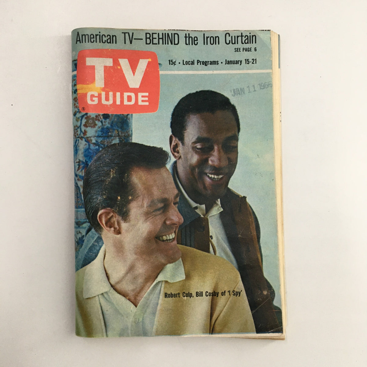 TV Guide Magazine January 15 1966 featuring Robert Culp and Bill Cosby on the cover, showcasing vintage television culture.