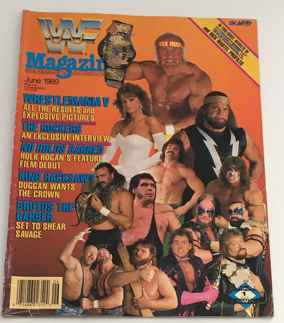 Cover of WWF Magazine June 1989 featuring Hulk Hogan, The Rockers, and Jim Duggan, showcasing wrestling highlights and articles.