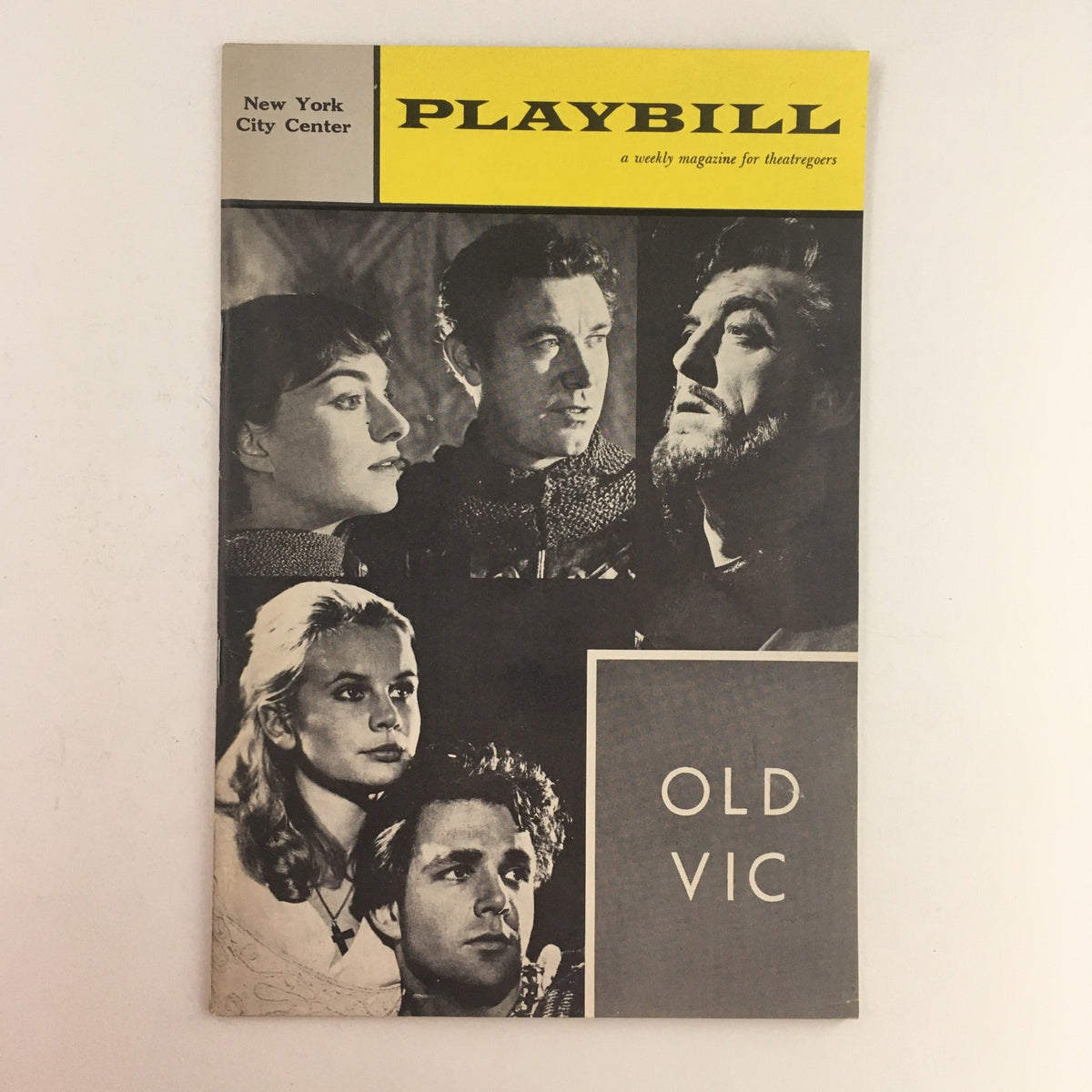 1962 Playbill The Old Vic Company showcasing the cover design with cast images from performances at New York City Center.