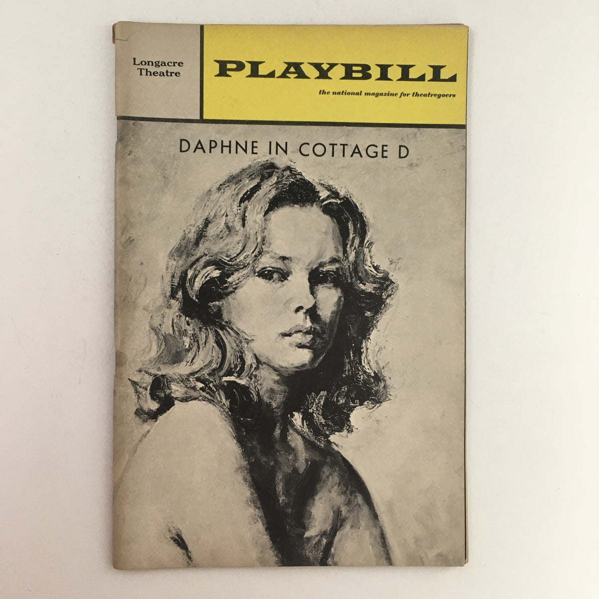 1967 Playbill for Daphne In Cottage D at Longacre Theatre featuring a striking black and white cover portrait of a woman.