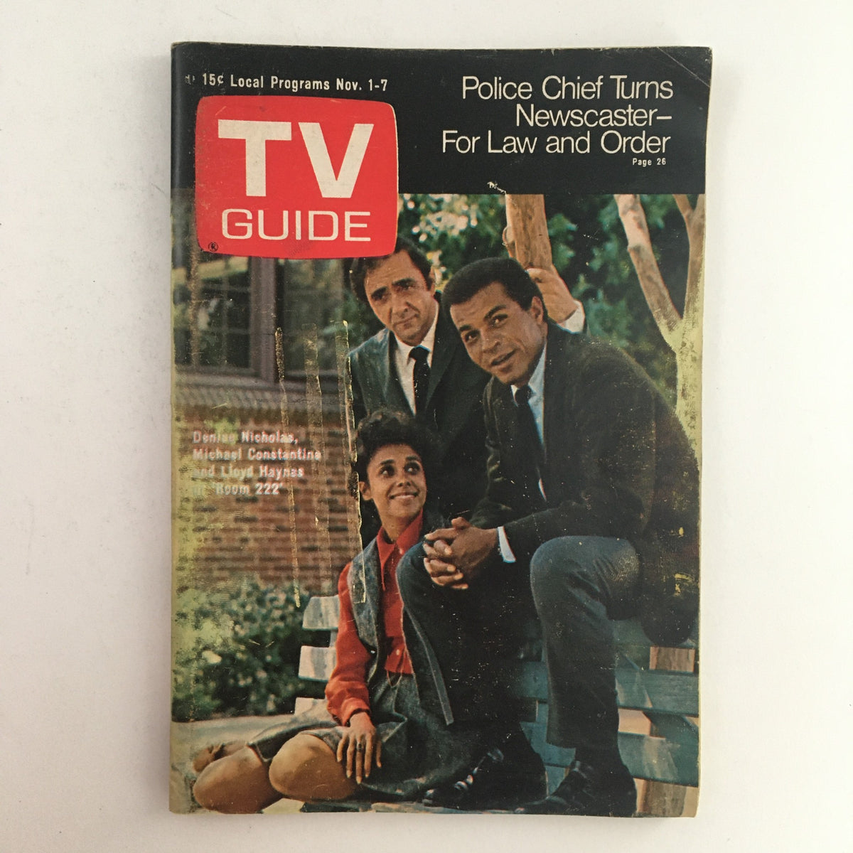 TV Guide November 1 1969 Vol 17 #44 cover featuring Denis Nicholas and Lloyd Hanes in Los Angeles CA, showcasing the iconic design and nostalgic elements of the publication.