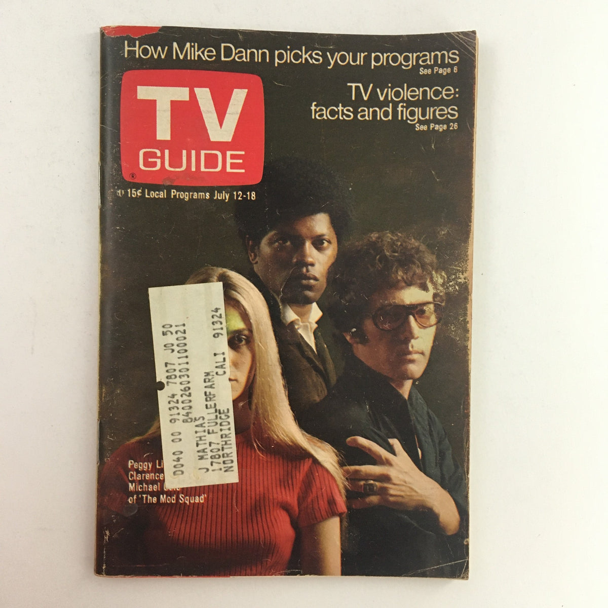 Cover of TV Guide July 12 1969 Vol 17 #28 featuring the cast of 'The Mod Squad' in Los Angeles CA.
