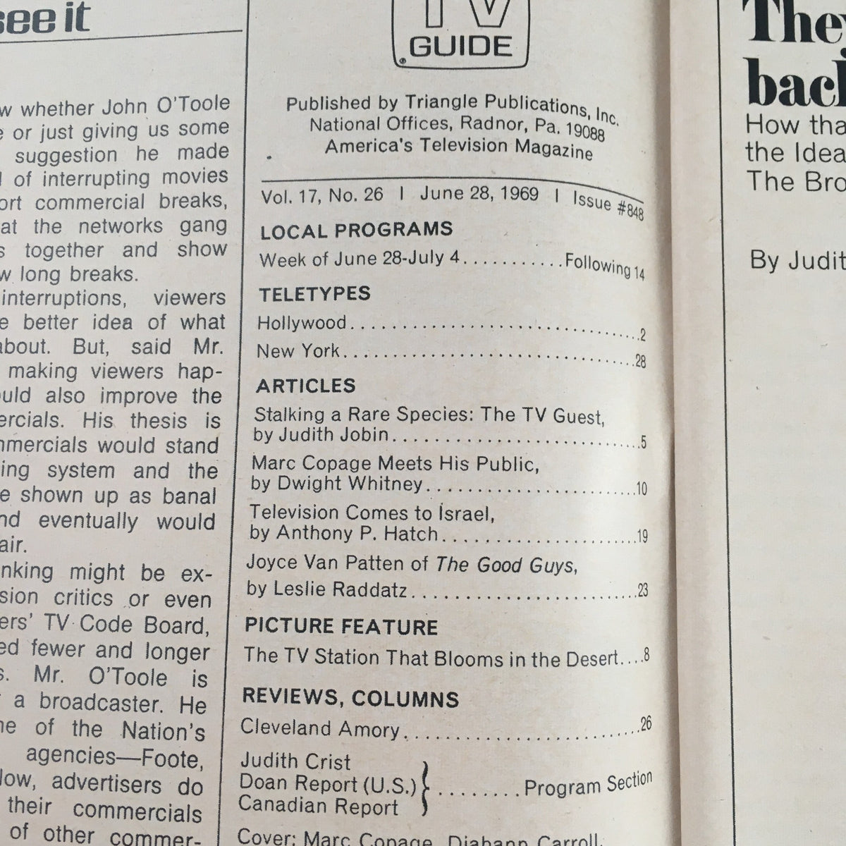 TV Guide June 28 1969 Vol 17 #26 Marc Copage & Diahann Carroll, Los Angeles CA